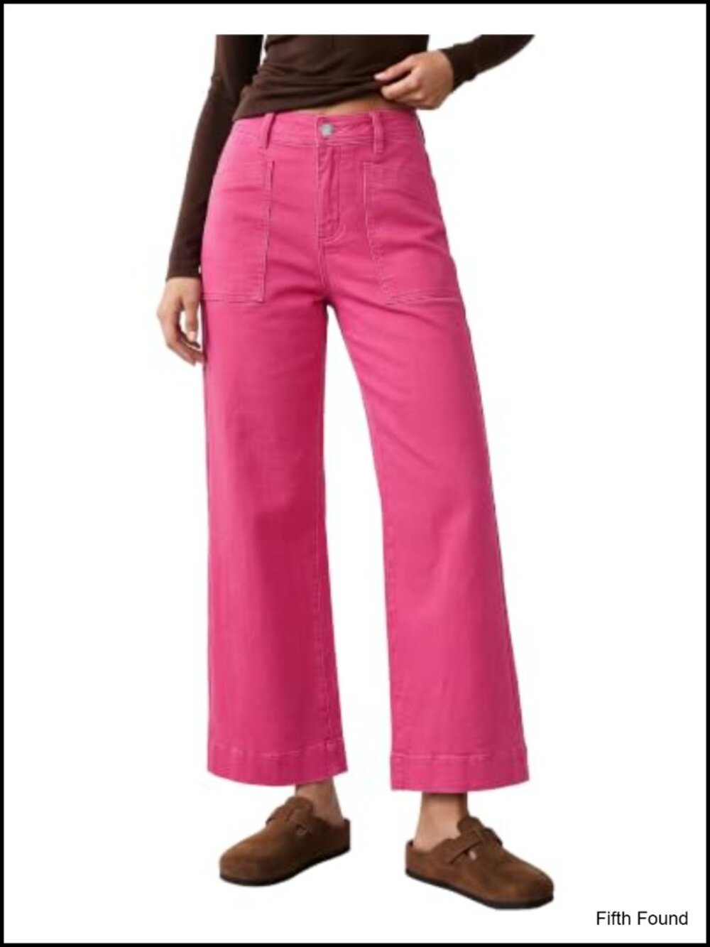 Wide Leg High Rise Ankle Jeans Stretchy Denim Pants